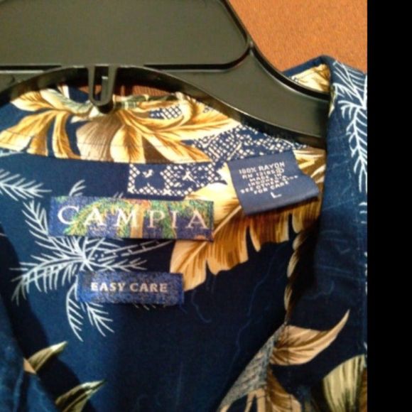 Campia Men's Short Sleeved Hawaiian Shirt Large Rayon Button Up - Picture 3 of 3